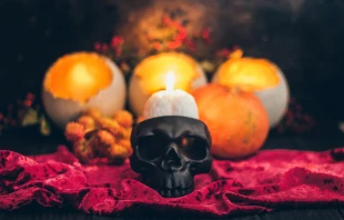 A ritual halloween witchcraft scene.   MarynaKaravaieva/Shutterstock