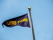 Flag above Notre Dame Stadium, South Bend, In. 