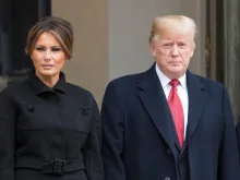 President Donald Trump and his wife Melania Trump at the Elysee Palace, Paris. 