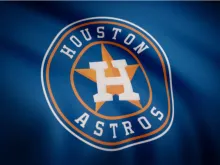 Waving flag with Houston Astros professional team logo. 