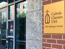 CATHOLIC CHARITIES USA sign at headquarters in Alexandria, Va. 
