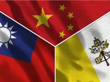 Chineses, Taiwanese and Vatican flags. Image via Shutterstock