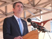 Virginia Governor, Ralph Northam speaking in front of Alexandria City Hall, March 2019. 