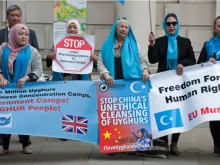 Uyghur Muslim Protest opposite Chinese Embassy in London,UK. 