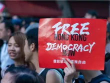 Pro-democracy protestors in Hong Kong's Victoria Park, June 2019. 