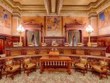 The Supreme Court Chamber in the Pennsylvania State Capitol building. 