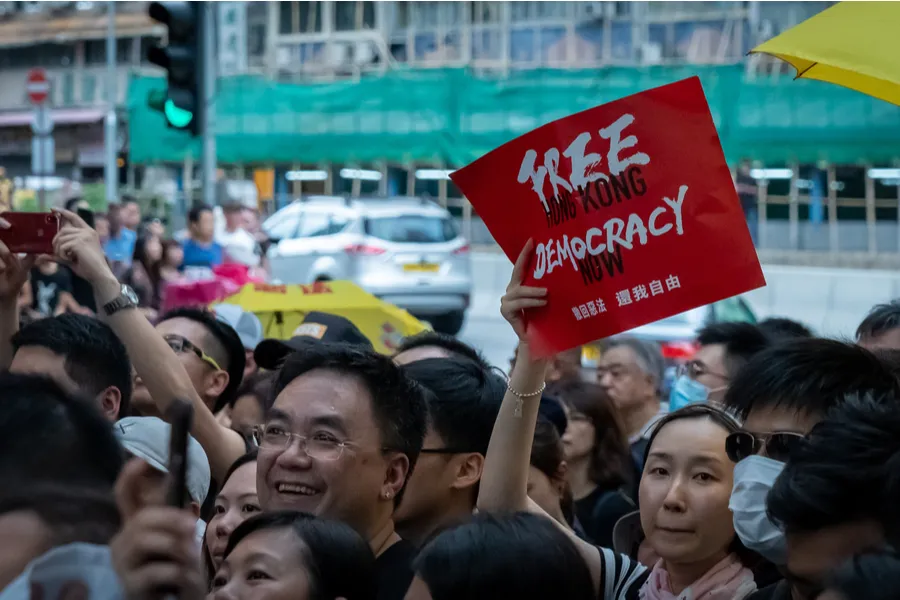 Hongkongers march on streets of Tsim Sha Tsui in Kowloon, July, 2019. ?w=200&h=150