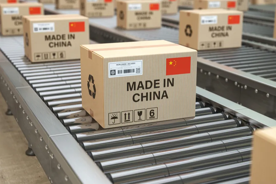 Cardboard boxes with text made in China and Chinese flag. ?w=200&h=150