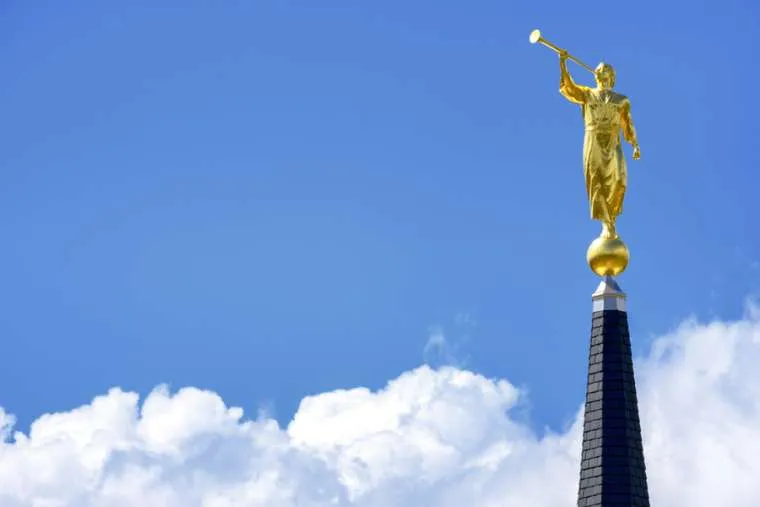 Image of Moroni on top of a Mormon temple. ?w=200&h=150