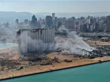 The port of Beirut, Lebanon, Aug. 5, 2020, one day after a massive explosion. 