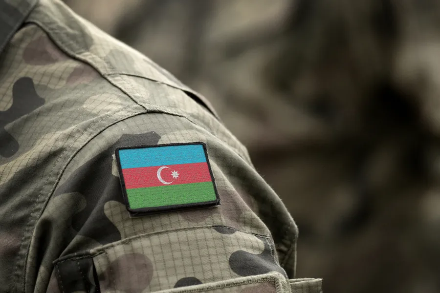 Flag of Azerbaijan on military uniform.?w=200&h=150