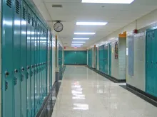 Empty hallway in a public school. 