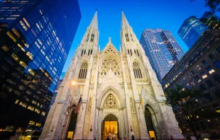 St. Patrick's Cathedral at night, in Manhattan, New York.   Shutterstock