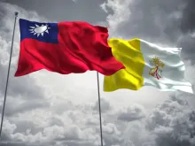 The flags of Taiwan and the Vatican. 