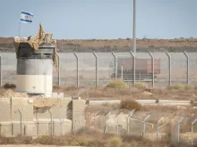 Military position at the Kerem Shalom border crossing to the Gaza strip. 
