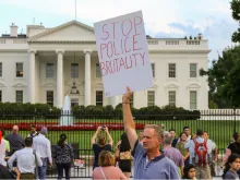 Protester outside the White House in 2016. 