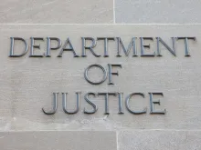 Sign for the Department of Justice (DOJ) in Washington, D.C. 