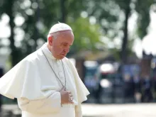 Pope Francis during a visit in the Nazi concentration camp Auschwitz - Birkenau, July 2016. 