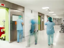 Blurred hospital hallway. Stock image, Shutterstock.