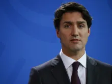 Canadian Prime Minister Justin Trudeau at a press conference after a meeting with the German Chancellor in the Federal Chanclery in Berlin. February 2017. 