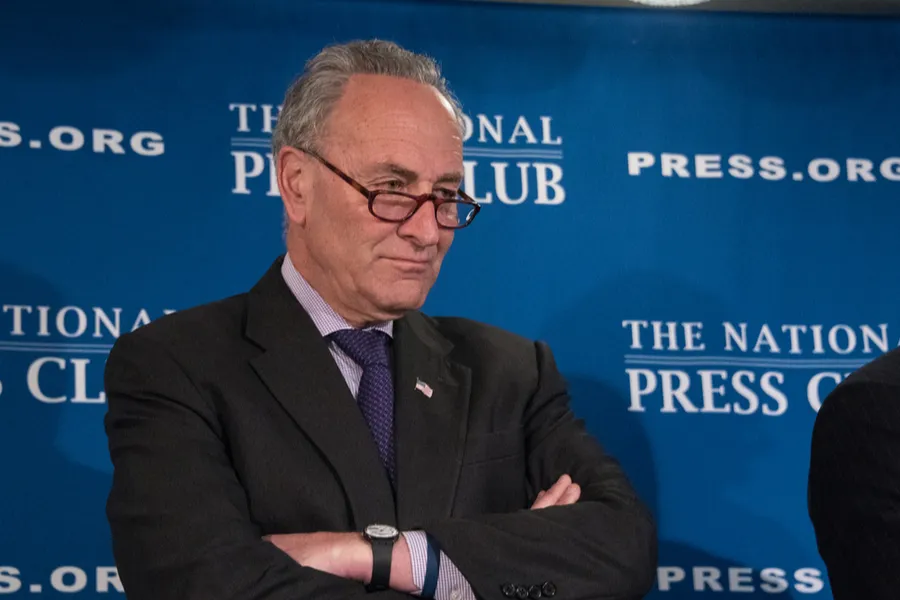 Senate Minority Leader Chuck Schumer speaks to a press conference at the National Press Club. ?w=200&h=150