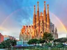 A rainbow over Sagrada Família in Barcelona, February 10, 2016. 