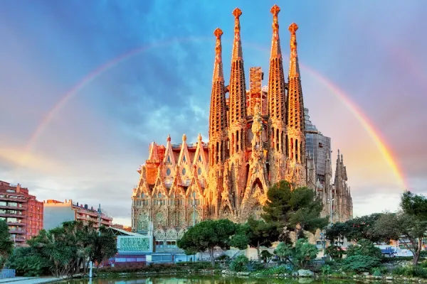 A rainbow over Sagrada Família in Barcelona, February 10, 2016. . TTstudio/Shutterstock