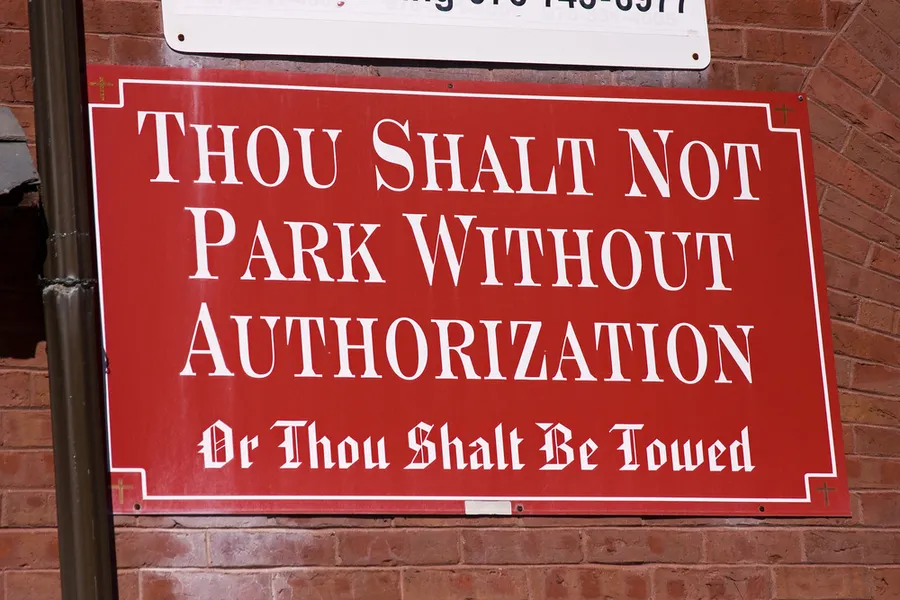 Novelty sign in church parking lot. ?w=200&h=150