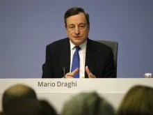 Mario Draghi at a press conference at the ECB headquarters in Frankfurt, Germany. 