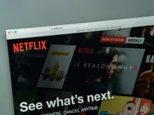 Netflix logo on computer screen. 