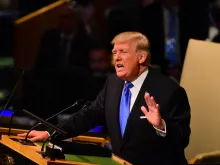 President Donald Trump addressing the United Nations General Assembly in 2017. 