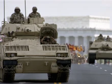 U.S. troops take part in a military parade in Washington, D.C. in 1991. 