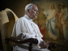 Pope Leo XIV speaks from the Vatican, Nov. 21, 2025.