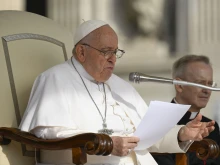 Pope Francis gives his general audience address in St. Peter’s Square at the Vatican on Sept. 13, 2023.
