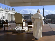 Pope Leo XIV holds his weekly general audience in St. Peter’s Square at the Vatican on Nov. 19, 2025.