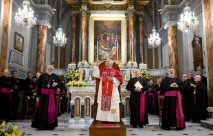 Pope Leo XIV addresses bishops, priests, religious, pastoral workers, and laypeople at the Cathedral of the Holy Spirit in Istanbul, Turkey, on Nov. 28, 2025. Credit: Vatican Media
