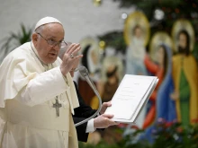 Pope Francis speaks at his general audience Dec. 13, 2023, in Paul VI Hall at the Vatican.