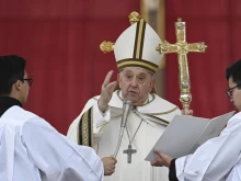Pope Francis presides over Easter Sunday Mass in St. Peter's Square on March 31, 2024.