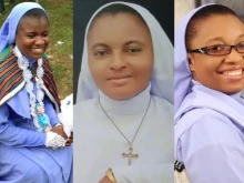 Sr. Johannes Nwodo (R), Sr. Christabel Echemazu (L), Sr. Liberata Mbamalu (C), and Sr. Benita Agu, freed from captivity in Nigeria's Imo State, Aug. 23, 2022.