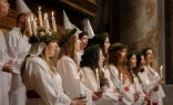 Students from Nordiska Musikgymnasiet — The Nordic Music High School — in Stockholm perform traditional Swedish “Lucia songs” during an afternoon Mass in St. Peter’s Basilica on Dec. 11, 2025.