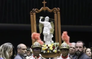 Statue of St. Michael the Archangel in Brazil’s Chamber of Deputies on Aug. 12, 2025. Credit: Kayo Magalhães/Chamber of Deputies of Brazil