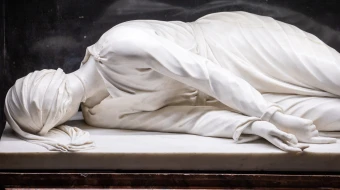 A close-up of the tomb of St. Ceclia at the basilica dedicated to her in Trastevere, Rome, Italy.