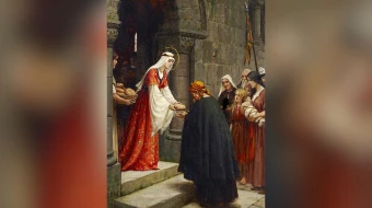 “The Charity of Saint Elizabeth of Hungary,” painted by Edmund Leighton, circa 1895.