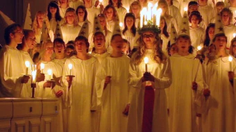 Children participate in the annual St. Lucy’s Day celebration in Sweden.