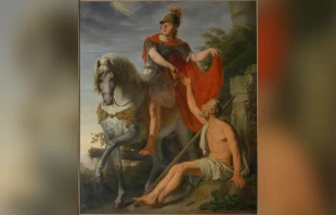 St. Martin of Tours sharing his cloak with a beggar by François Joseph Thomas De Backer. Credit: François Joseph Thomas De Backer, CC BY-SA 4.0, via Wikimedia Commons