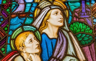 St. Augustine and St. Monica stained glass at St. Augustine Cathedral Catholic Church Basilica in Tucson, Arizona. Credit: Bill Perry/Shutterstock