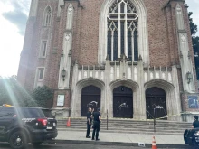 The Cathedral of the Annunciation in Stockton, California, was vandalized on the morning of Nov. 5, 2023.