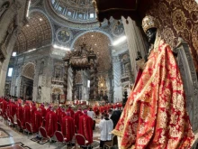 Pope Francis celebrates Mass at St. Peter’s Basilica on the Solemnity of Sts. Peter and Paul, June 29, 2021.