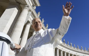 Pope Leo XIV waves from the popemobile during an audience in St. Peter’s Square on Oct. 4, 2025. Credit: Vatican Media
