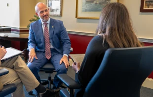 Heritage Foundation President Kevin Roberts speaks with CNA in an interview. Credit: Jack Haskins/EWTN News